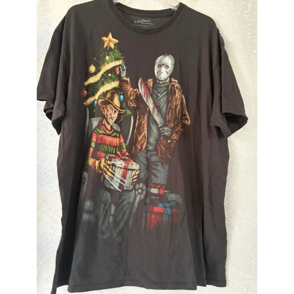 Nightmare on Elm Street Freddie Krueger Jason Vorhees Christmas T-Shirt sz xl